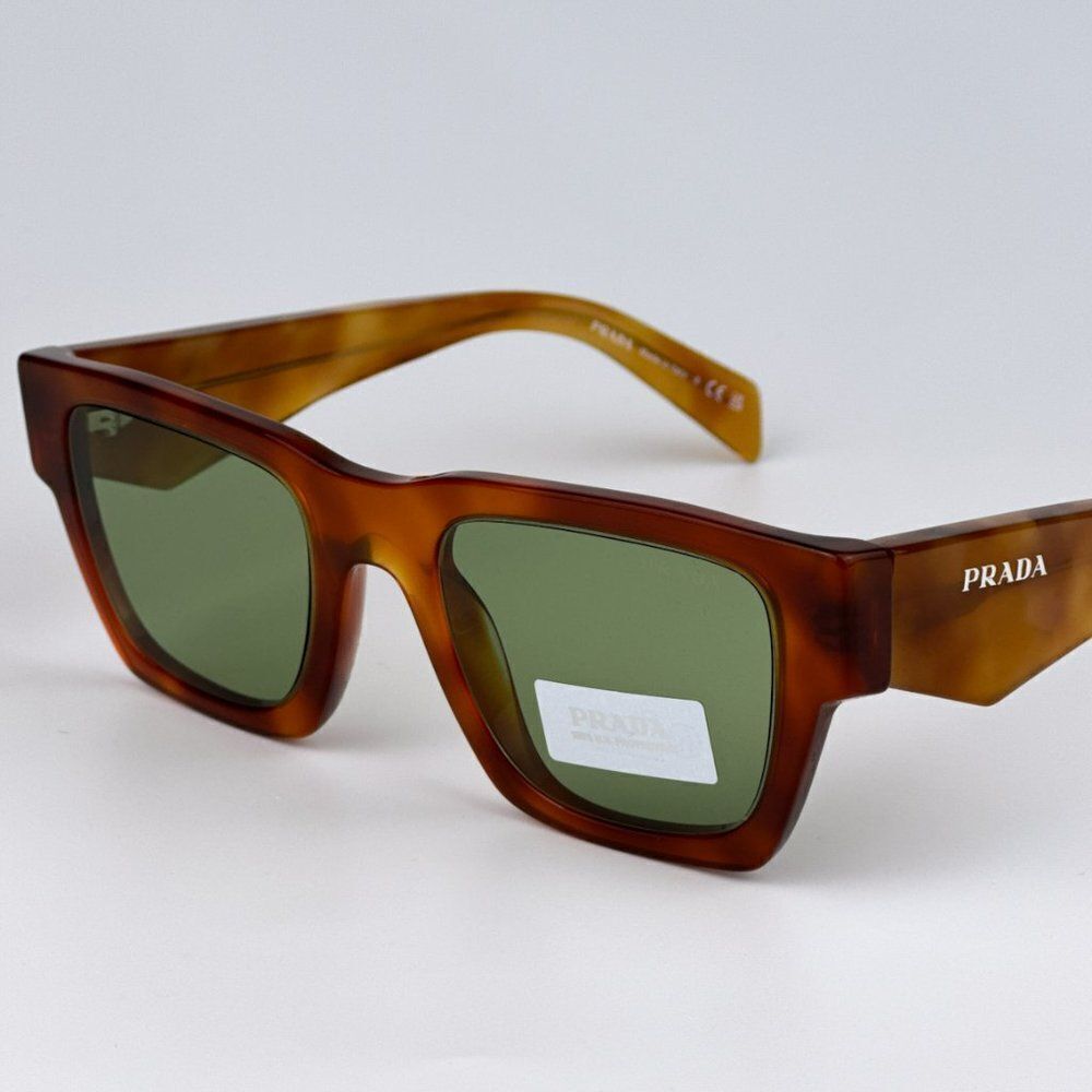 NEW Prada PRA06S 11P60C Cognac Tortoise Green Square Unisex Sunglasses PR A06S - Picture 7 of 10